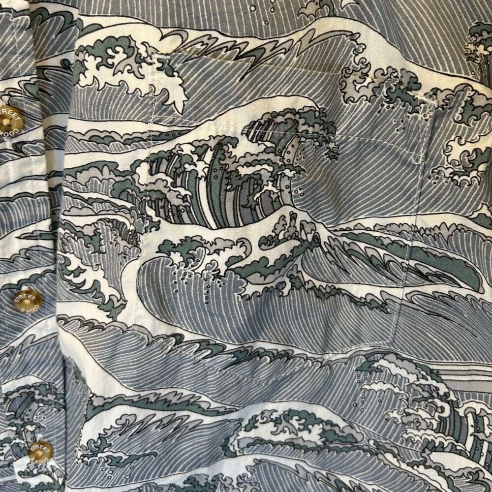 Cooke Street Hawaiian Shirt Men's Sz XL Blue/Green/White Left Pocket 100% Cotton - Picture 6 of 7